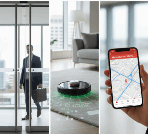 Real-world examples of intelligent agent in AI including smart thermostat, robotic vacuum, and data dashboard system