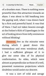 Synchronized highlighting keeps the spoken passage visibly anchored to the source text
