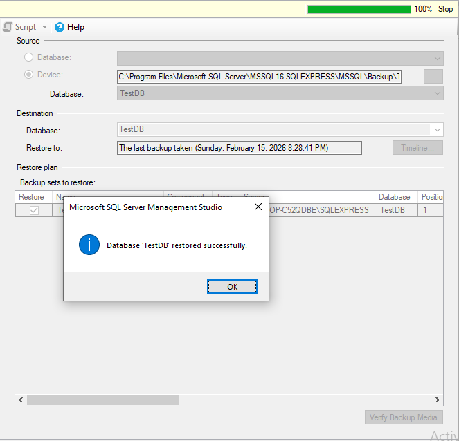 backup restore operation