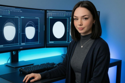 A fictional AI creator working with controlled visual variations in a prompt-testing environment, generated with APOB AI.