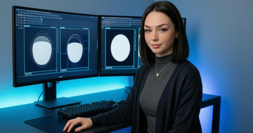 A fictional AI creator working with controlled visual variations in a prompt-testing environment, generated with APOB AI.