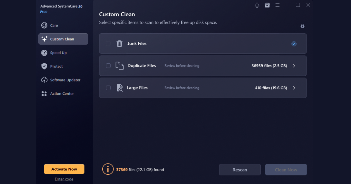 Finding the Space Hogs with Custom Clean